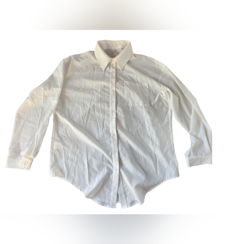 Hotouch Sheer White Buttondown Blouse Size M
